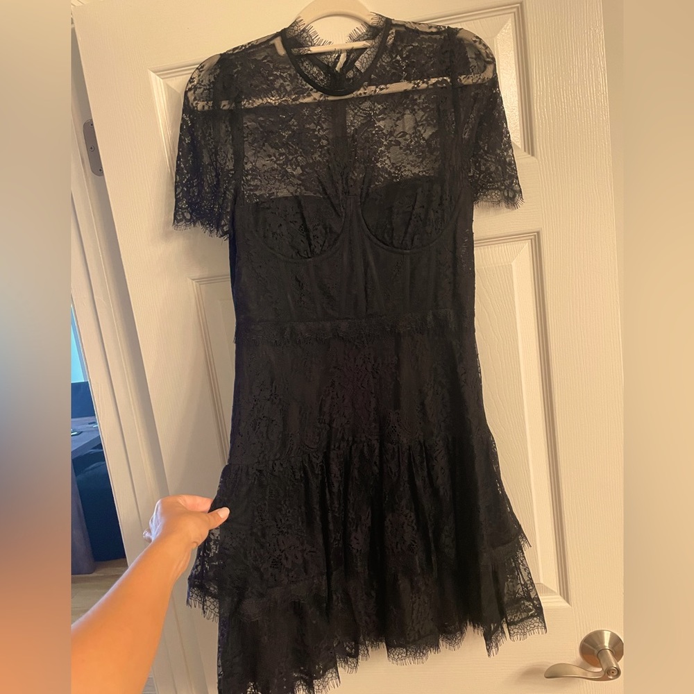 Astr the Label black lace mini dress size large.